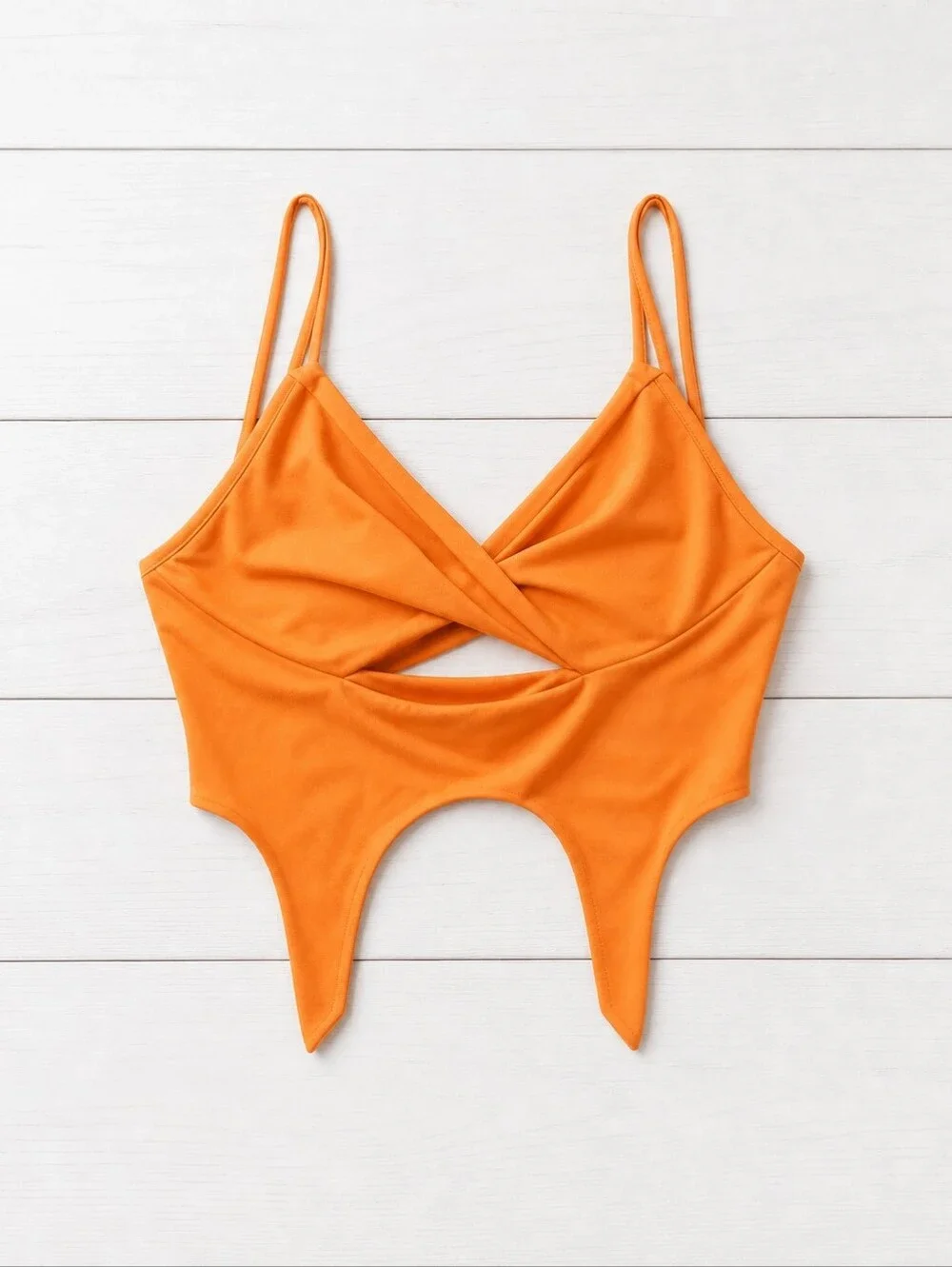 NWT SHEIN 3-Piece Orange Set - Ruched Skirt & Cutout Tops - S/XS